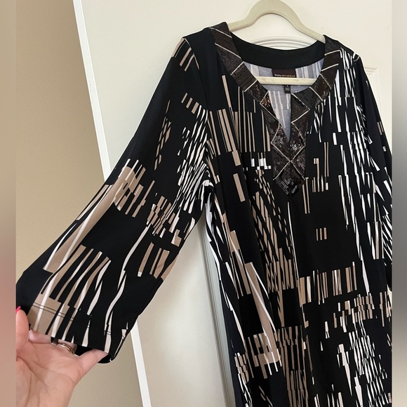 Dana Buchman Elegant Mixed Black Sequin Neckline 3/4 Sleeve Women’s Size Large - Picture 6 of 16